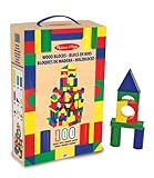 Melissa &amp; Doug 10481 Wooden Building Blocks Set, 100 Blocks in 4 Colors and 9 Shapes (Toy)