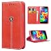 Produktbild iDoer Compatible with S5 Hülle Hochwertig handyhülle mit Klappe Tasche handyhuelle schutzhülle Handys Schutz Hülle Leder Magnet Handytasche für Galaxy S5 / S5 Neo mit Ständer - Rot