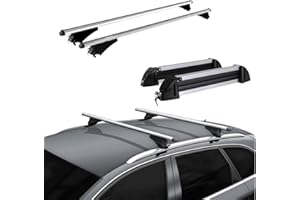 AU CO Barre Portatutto in alluminio + Portasci 4 paia di sci o 2 snowboard per MERCEDES GLC (X253) dal 2015 in poi con railing integrati