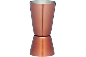 BarCraft Dual Cocktail Jigger and Spirit Measure, Stainless Steep with Copper Finish, 25ml and 50ml measures