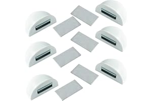 JANDTEK Fermaporta magnetico - Fermoporta da pavimento 4 o 6 pezzi - Fermaporte da terra adesivi - Blocca porta da pavimento bianco - Paracolpi porta