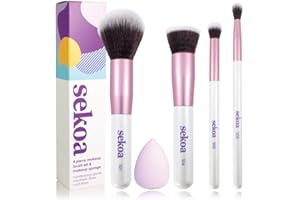 SEKOA Set Pennelli Make Up e Spugna di Bellezza per il Trucco, Set Essenziale Completo di Pennelli per il Trucco