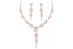Cangall Jewellery Sets for Women, Necklace and Drop Earring Sets with Clear Crystal, Crystal Wedding Jewellery Set for Ladies Bride Bridesmaid, Women's Jewellery Set for Prom Engagements Parties