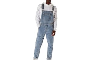 Tomwell Herren Jeans Latzhose Lange Jeanshose Jumpsuit Suspender Pants Retro Denim Bib Skinny Fit Streetwear Stone-Washed Zerreißen Arbeitshosen Qualität mit Taschen