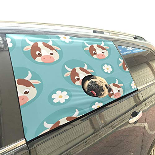 Preisvergleich Produktbild Rtosd Kuh Weibliches Tier Faltbarer Hund Sicherheit Auto Gedruckt Fenster Zaun Vorhang Barrieren Protector Für Baby Kind Einstellbar Flexible Sonnenschutzabdeckung Universal Fit Für SUV