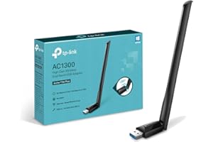 TP-Link Archer T3U Plus AC1300, Adaptador Wi-Fi Dual Band 5GHz/2.4GHz, USB 3.0, Antena Wi-Fi Externa Ajustable, Señal Potente, Turbo 256QAM, Compatible Windows/MacOS, Color Negro