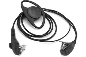 SUNDELY D-shape Headset Earpiece Compatible with Midland Radio G15Pro G18 HYT Hytera BD615 HYT2100 PD405 PD415 PD485 PD505 PD565 TC-610 Walkie Talkie Hidden Mic & PTT 2-pin with Screw