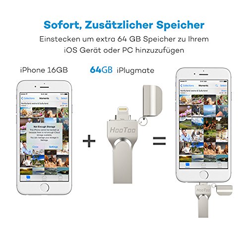 Flash Laufwerk HooToo 64GB USB Stick MFi zertifiziert mit Lightning Stecker und USB 3.0 Stecker für iPhone, iPad und Computer - 6