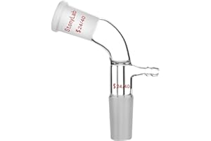 StonyLab Glass Vacuum Take Off Adapter, 105° Bent, Short Stem with 24/40 Joints