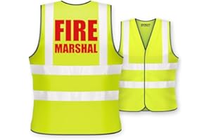 Expert Workwear Fire Marshal Vest Hi Vis High Visibility Printed Safety Viz Waistcoat