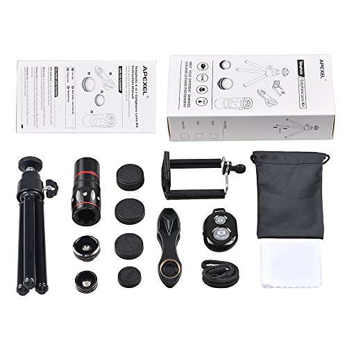 Apexel Objetivo universal 4 en 1 para tel fonos m viles teleobjetivo ojo de pez lente gran angular y macro con minitr pode para iPhone 7 6 6s y Samsung HTC tableta y la mayor a de los tel fonos Android reviews Apexel Objetivo universal 4 en 1 para tel fonos m viles teleobjetivo ojo de pez lente gran angular y macro con minitr pode para iPhone 7 6 6s y Samsung HTC tableta y la mayor a de los tel fonos Android