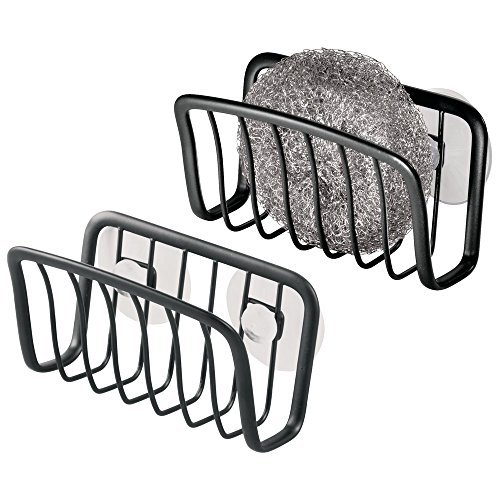 InterDesign 61077EU Axis Schwamm-Halter mit Saugnäpfen, mattschwarz - 6