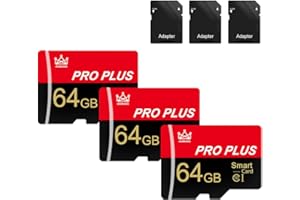 BLIKSEM Paquete de 3 Tarjetas de Memoria de 64 GB con Adaptador, Tarjeta de Memoria de Alta Velocidad, UHS-I C10 A1 Tarjeta de Memoria TF para Tableta/teléfono móvil/cámara/Audio de Coche/Consola de Juegos