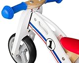 BIKESTAR® Frühstarter Kinderlaufrad für freche Zwerge ab ca. 18 Monaten ★ 7er Natur Holz Edition ★ Weiß Blau Rotes Rally Design - 5