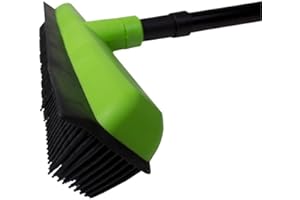 Nölle Gummibesen mit Teleskopstiel, Grüne Borsten, Kunststoffgriff, Teppich, Harter Boden