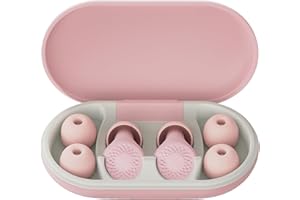 IKG Tapones Oidos Ruido Dormir,45 dB,suaves y reutilizables,protección auditiva con 8 auriculares en 4 tamaños (XS/S/M/L),y bolsa de transporte,para dormir,conciertos,trabajo,estudio,viajes,rosa pálido