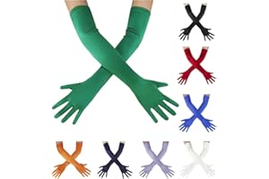 OWITER Long Elbow Gloves Bride Satin Gloves 1920s Opera Evening Party Dance Prom Gloves