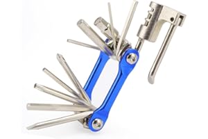 QitinDasen 11 en 1 Multifonction Vélo Réparation Outil Kit Pliable Portatif Maintenance (Bleu)
