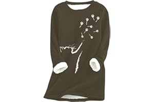 YMING Sudadera De Cuello Redondo para Mujer Forro Polar Informal Cálido para Invierno