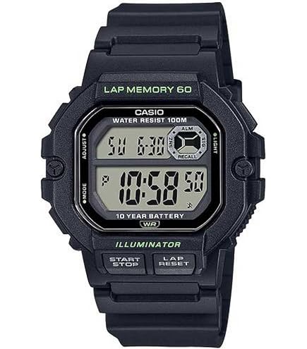 Casio WS-1400H-2AVCF – Orologio Digitale Uomo Con Cronometro E Memoria Giri, Cinturino In Resina Blu