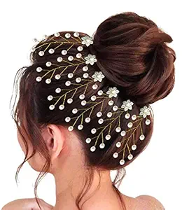 Hair Flare Womens Hair Accessories 2159 Artificial Flowers Bridal Hair Pins Clips Accessories (White)