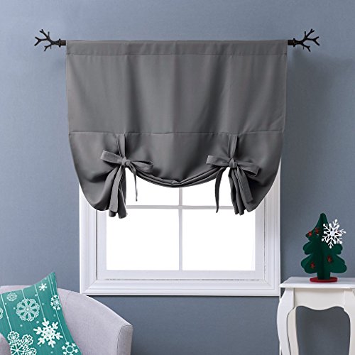 Verdunkelungsvorhänge mit Stangenbezug - PONYDANCE 1 Stück für kleines Fenster, Küche Kinderzimmer, Energiespar & Wärmeisolierend, Höhe 160 cm x Breite 116 cm, Grau