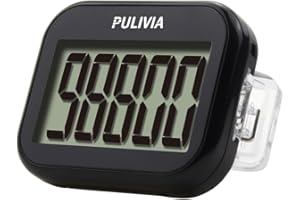 PULIVIA Pedometer 3D Step Counter with 12/24-Hour Clock for Walking, Accurate Step Counter Pedometer with Clip and Lanyard, Simple Pedometer for Elder Kids Men Women