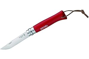 Opinel Knife with Leather Strap - Red, No.0.31'' - 3.34''