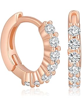 Yumilok Roségold 925 Sterling Silber Zirkonia Creolen Ohrhänger Ohrringe Hypoallergen Ohrschmuck Hoop Earrings...