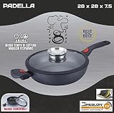 Sarten en piedra h28cm por 7,5cm, perfecta para cocinar pasta o para freír, con tapa, antiadherente, visto en tele, recomendado por Restaurante Clasificado Michelin