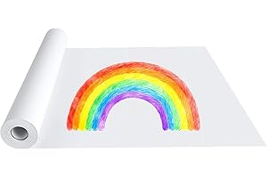 QINOUSTORE Rotolo di carta da disegno, 44 cm x 25 m, 70 g/m², rotolo di carta da pittura bianca per bambini, carta da disegno riciclata, versatile per pittura, disegno, artigianato, scuola e progetti artistici