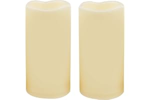 CANDLE IDEA 2 PZ 3 "x6" Impermeabile All'aperto Batteria Operata Flameless LED Pillar Candele con Timer Flickering Plastica Resina Luce Decorativa Elettrica per Lanterna Patio Giardino Casa Partito Decorazione