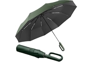 ERISED'S BIFROST Extra Grande Paraguas Golf Plegable Prueba de Viento/Viaje/Antiviento/Protección/Resistencia UV,Doble Cubierta 210T Negro Tela,Apertura y Cierre Automático,10*2 Varillas Del Sol,Diámetro 125cm