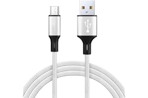 GEELIGE Micro USB Cable 2M Android Charger Cable 3A Nylon Braided Fast Charging Cable Cord for Samsung Galaxy S5 S6 S7 Edge A6 J3 J4 plus J5 J6 J7 A6 A10, Huawei, LG, Lenovo, Moto E5, PS4, Kindle -Silver