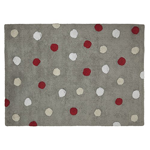 Lorena Canals Topos Tricolour Washable Rug (Grey/Red)