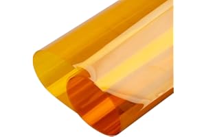 HOHOFILM 45cmx200cm Colorful Clear Decorative Window Film Self Adhesive Transparent Window Tint for Home Building Glass (Gold Yellow)