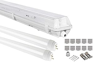 LumenTEC G13 LED Feuchtraumleuchte IP65, 2x T8, 36W 3600LM 120cm, Wannenleuchte, Leuchtstofflampe, Warmweiß 3000K, 1x WW