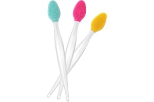 WLLHYF 3 Pcs Lip Scrub Brush Mini Soft ​Lip Brush Double-Sided Silicone Exfoliating Tool Cleaner for Women Men Lightening Dark Lips Get Smoother Fuller Lip Appearance