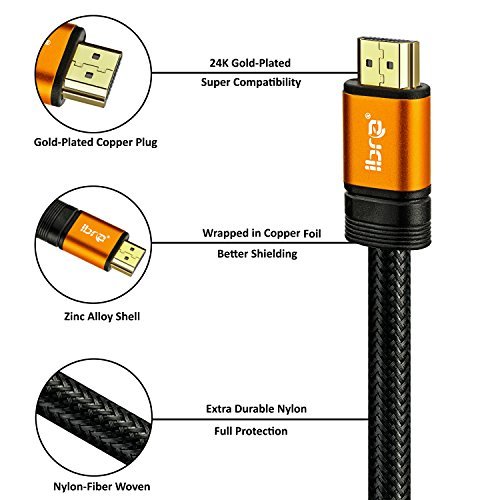 Ultra HD 4k HDMI Kabel 1.4a / 2.0 High Speed with Ethernet neues Kabel 3 fach geschirmt inkl. Stecker- und Kontaktschirmung 2160p Full HD 1080p 3D ARC CEC – 8m IBRA ORANGE GOLD - 2