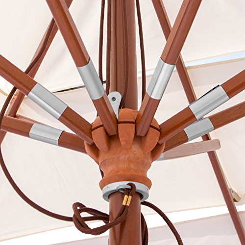 anndora Sonnenschirm 3 m rund Gartenschirm Holzschirm – 3 lagig Sand Beige - 4