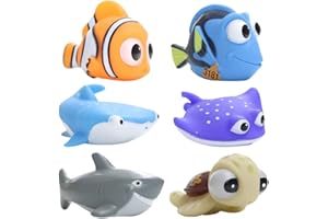 Syijupo 6pcs Giocattoli da Bagnetto,Creature Marine Giocattoli da Bagnetto per Bambini per Giocattoli Doccia e Nuoto Grande Regalo per i Bambini, Tartaruga, Squalo Balena, Pesci