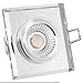 Produktbild Glas LED Decken Einbauleuchte 230V dimmbar & super flach (30mm) eckige Form Einbaustrahler mit 6W LED Modul warmweiß 2700K