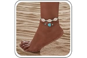 Atentuyi White Bracelet De Cheville Coquillage Bracelet De Cheville Plage Turquoise Bracelet De Cheville Boho Bracelet De Cheville Surfeur Perles Bracelet De Cheville Perles Pour Femmes Et Filles