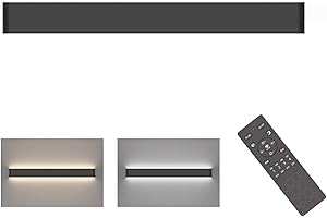 Klighten Lampa ścienna LED, ściemniana, do wnętrz, z pilotem zdalnego sterowania, Up Down, nowoczesna, do salonu, sypialni, łazienki, 1200-3000 lumenów, 3000 K-6000 K, 30 W, 83 cm, czarna