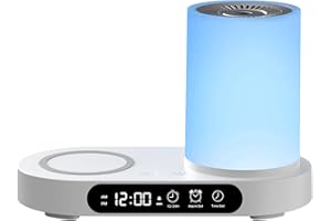 ZHWIDNERSO Essential Oil Diffuser, Multi-Function Aromatherapy Diffuser Humidifier with 10W Wireless Charger & 7 LED Lights & Alarm Clock, Air Aroma Diffuser Humidifier for Bedroom, Home, Office, Desk