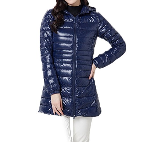 lightweight packable hooded long down jacket