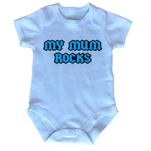 Fonfella Baby MY MUM ROCKS DESIGN Babygrow (3-6 Months SHORT SLEEVE - Blue)