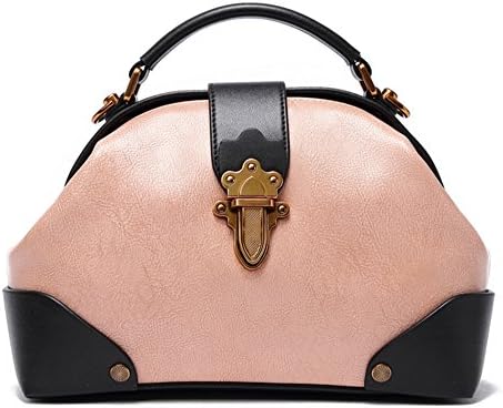 XinMaoYuan Simple Stitching Leather Handbags Shoulder Messenger Bag Shoulder Bag Solid Color Paint Dumpling Bag,Pink