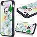 Produktbild GrandEver iPhone 7 Weiche Hülle Schwarz Bumper & Hart PC Rückschale Candy Case Hartschale Schutzhülle mit Muster Vintage Backcover Ultra Slim Silikon Rahmen Rückseite Ultra Dünn Protective Soft Case Handytasche Premium Handyhülle Etui Schale - Weiße Blume