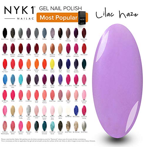 NYK1 Gel Esmalte Permanente Uñas | Esmalte de Uñas de Color en Gel para Secador de Lámpara Led o UV - Manicura Profesional y Brillo | Perfecto como Top Coat, Base y Nail Art Semipermanente Shellac